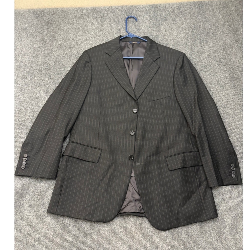 Brooks Brothers Mens 41 Reg Pinstripe 3-Button Blazer Sport Coat Charcoal Gray